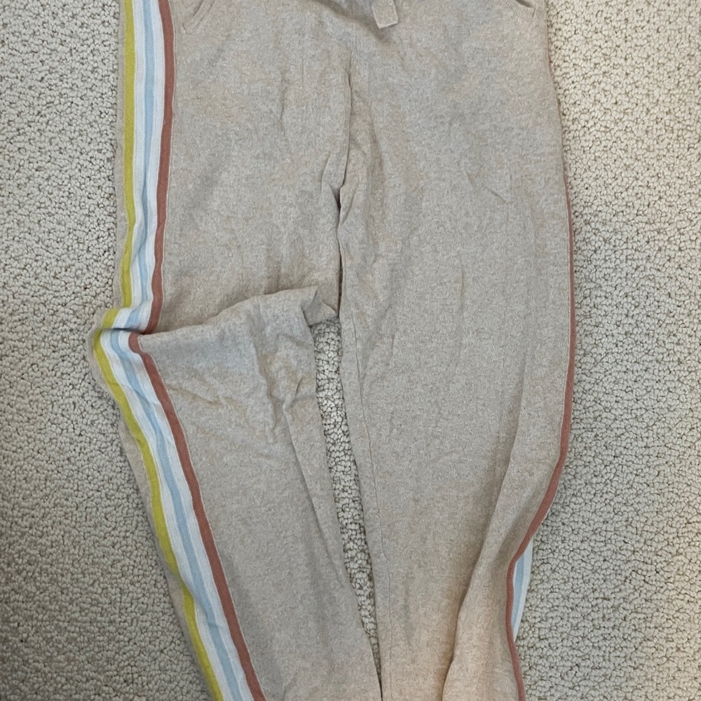 Beige Joggers with Colorful Stripes